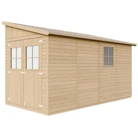 TIMBELA Anbau-Gartenhaus 3,95 x 2,00 m Beige