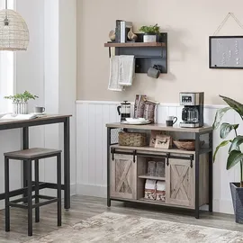 VASAGLE Sideboard 100 x 33 x 80 cm Grau