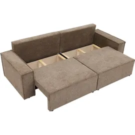 Mirjan24 Schlafsofa Karl, mit zwei Bettkästen und Schlaffunktion, 245x90x82 cm, Wellenfeder grau