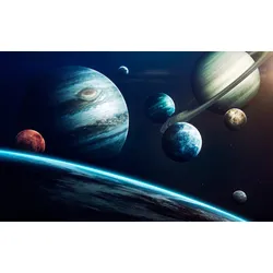 Fototapete PAPERMOON "PLANETEN SATURN ERDE MOND WELTALL SPACE", bunt, B:3,50m L:2,60m, Vlies, Tapeten