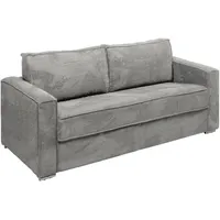 Vente-unique - Schlafsofa mit Matratze 4-Sitzer - Cord - Hellgrau - Liegefläche 160 cm - Matratze 18 cm - loreto