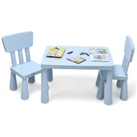 Costway Kindersitzgruppe 3 tlg. Kunststoff blau/weiß