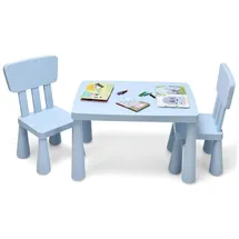Costway Kindersitzgruppe 3 tlg. Kunststoff blau/weiß