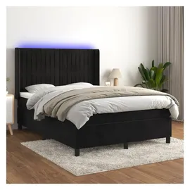 vidaXL Boxspringbett mit Matratze & LED Schwarz 140x200 cm Samt