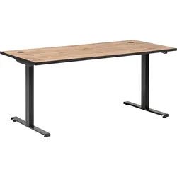 Schreibtisch SCHILDMEYER "Serie 2000", beige (eiche landhaus dekor, schwarz, eiche landhaus dekor), Tische, elektrische Höhenverstellung