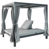 MCW Lounge-Gartenliege MCW-J66, XL Sonnenliege Bali-Liege Doppelliege Outdoor-Bett, 10cm-Polster aus Olefin Alu grau