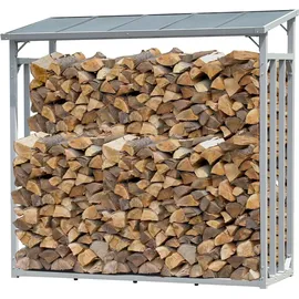 Quick Star Kaminholzregal Aluminium 185 x 70 x 185 cm mit Wetterschutz Grau/Transparent