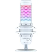 Kingston HyperX QuadCast S, RGB USB-Kondensatormikrofon für PC, PS5, Mac, Stoßgeschützte Halterung, 4 Richtcharakteristiken, Pop-Filter, Gain-Regler, Gaming, Streaming, Podcasts, Discord, Twitch, Weiß