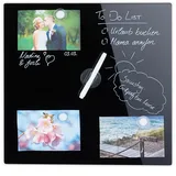 Relaxdays Magnettafel, beschreibbar, inkl. 3 Magnete & Stift, abwischbar, Rahmenlos, Magnetboard Glas, 40x40 cm, schwarz