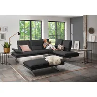 Ecksofa W.SCHILLIG "broadway, Designsofa, mit tollem Sitzkomfort, L-Form", grau (anthrazit s37), B:284cm H:94cm T:224cm, Stoff S37 (100% Polyester): Luxus-Microfaser in Lederoptik, Sofas, Sitztiefenverstellung, Kopfteil- & Seitenteilverstellung, Breite 284cm