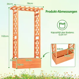 Costway Hochbeet mit Rankgitter 66 x 32 cm Orange