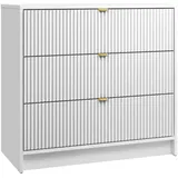 Mirjan24 Kommode Weiß, Metall, 3 Schubladen, Rechteckig, 80x75x40 cm, Wohnzimmer, Kommoden & Sideboards, Kommoden