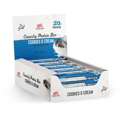 XXL Nutrition - Crunchy Protein Bar - Protein Riegel, Eiweißriegel - 12 Pack - Cookies & Cream - XXL Nutrition