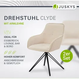 Juskys Drehstuhl Clyde Samt Beige 2 Stk.