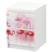 MyMaxxi Möbelfolie MyMaxxi - Klebefolie Möbel kompatibel mit IKEA Malm Kommode - Motiv gezeichnete Flamingos - Möbelfolie selbstklebend - Dekofolie Tattoo Aufkleber Folie - Blume Tier Wald 40.2 cm x 43.5 cm