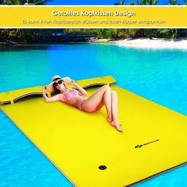 Costway 270x180cm Wasserhängematte Wasserliege 300kg Tragkraft, Schwimmmatte Schwimmender Teppich, Schwimminsel Gelb