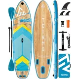 COIL SUP-Board Aufblasbares SUP Board Set – Stand Up Komplettset, (Set, mit Paddel, mit Pumpe), wasserdichte Handytasche, Stabil, Leicht, Zubehör blau 320 cm