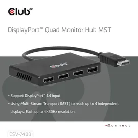 Club 3D CSV-7400 DisplayPort Adapter 22 cm Schwarz