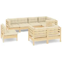 vidaXL Garten-Lounge-Set 8-tlg. creme Massivholz Kiefer
