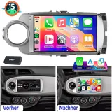 ESSGOO Carplay Android 15 Autoradio GPS NAVI 64G Für Toyota Yaris 2011-2018 Autoradio (Digitalradio (DAB), 4+64GB(optional), RDS, AM, FM, Carplay Android Auto Bluetooth EQ USB GPS Navi WIFI Touchscreen) silberfarben