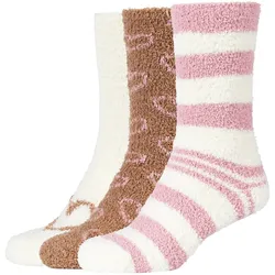 Socken CAMANO "Kuschelsocken 3er Pack", Damen, Gr. 39-42, egret, 98% Polyester, 2% Elasthan, gestreift, Socken Socken, 3er Pack Angenehm wärmende, kuschelige Qualität, Weiche Zehennaht