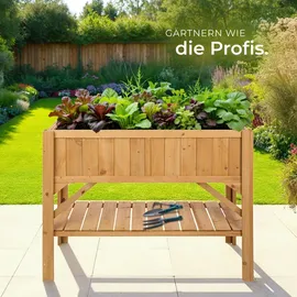 Tectake Hochbeet mit Ablage 119 x 53 x 90 cm braun