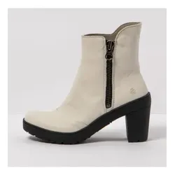 Art für Damen. 1175911ZZ003_020 Eisweiße Lederstiefeletten -Absatzhöhe: 7,5cm (36), Beige, Reißverschluss, Lässig