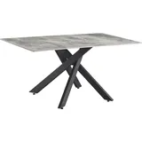 Kondela Zenos Esstisch 160x90 cm - hellgrauer Marmor / Schwarz - Grau