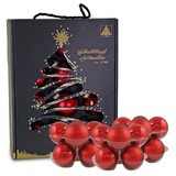 RIFFELMACHER & WEINBERGER Weihnachtsbaumkugel »Weihnachtsdeko rot, Christbaumschmuck, Christbaumkugeln Glas«, Set 24 Stück, im Koffer, PVC-frei, Baumschmuck, Weihnachtsbaum, Dekoration, Weihnachten