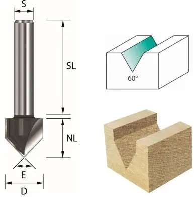 ENT V-Nut- und Schriftenfräser HW 90° | 15,9 mm | 12,7 mm
