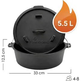 FireRocket Dutch Oven 6 qt 5,5 l Gusseisen