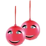 Infactory 2er-Set singende Weihnachtsbaumkugeln in Rot, Batteriebetrieb, Ø 10 cm