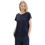TOM TAILOR Damen Basic T-Shirt mit weitem Rundhalsausschnitt, 10668 - Sky Captain Blue, XL