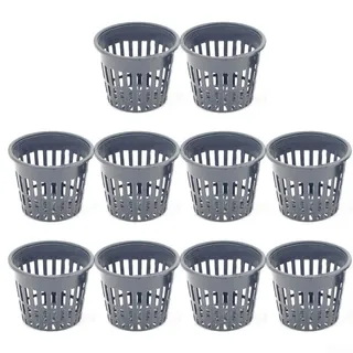 MeevrgR 10 Stück 8–13 cm runde Pflanzkörbe, Teich-Pflanztöpfe für Wasserpflanzen, robustes Netz mit offenen Seitenwänden und Boden, für Seerosen, Lotus, Schwarz (XC80)