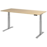 HAMMERBACHER XDKB19 elektrisch höhenverstellbarer Schreibtisch eiche rechteckig, C-Fuß-Gestell silber 180,0 x 80,0 cm