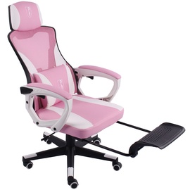 Trisens Gaming Stuhl im modernen Racing-Design mit einklappbarer Fußstütze - Gaming Chair mit flexiblen Armlehnen - ergonomischer Gaming Schreibtischstuhl mit extra Stützkissen