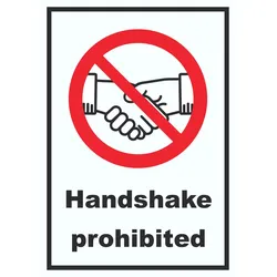 Handshake prohibited Schild No handshake Symbol und Text Schild A5 (148x210mm)