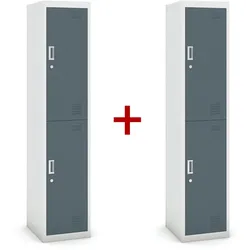 Metallspind 1+1 GRATIS, 2 Abteile, Zylinderschloss, grau/dunkelgrau