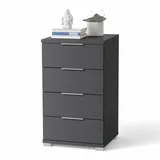 Stella Trading SMILLA Nachttisch in Graphit - Moderner Nachtschrank mit Schubladen und viel Stauraum - 46 x 79 x 42 cm (B/H/T)