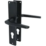 MS Beschläge Langschild Profilzylinder Türbeschlag Drückergarnitur Schwarz pulverbeschichtet