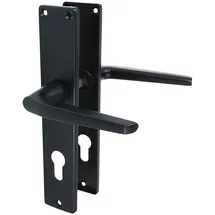 MS Beschläge Langschild Profilzylinder Türbeschlag Drückergarnitur Schwarz pulverbeschichtet