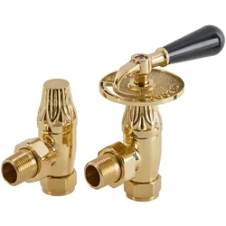 Traditionelle Winkelventile im Paar (Thermostatisch) – poliertes Messing