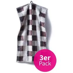 grace grand spa Gäste-Handtuch Premium mit Karo-Muster One Size / Grau 