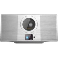 VR-Radio Internetradio mit CD: Stereoanlage, Alu, Internet-Radio/CD/DAB+/Bluetooth, 60W, DSP, silbern (WLAN Radio Internetradio, HiFi-Stereoanlage Internetradio, Lautsprecher)