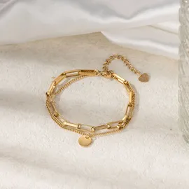 FIRETTI Armband Ankerkettengliederung Plättchen goldfarben 82744961-0 Größe 18