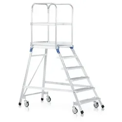 Podesttreppe 3 Stufen, fahrbar Plattform B600mm L800mm, Stufe T200mm