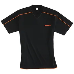 STIHL V-Shirt, Schwarz, 100% Baumwolle, V-Ausschnitt, Arbeitsshirt, Größe XL
