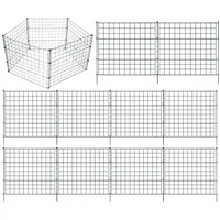 Sonnewelt Teichzaun Steckzaun Gartenzaun Metall Zaunelemente zaun garten Gartenzaun Tiergehege Freigehege zaun für hunde- 10 Zaunelemente 12 Befestigungsstäbe (Grün, Gerade)