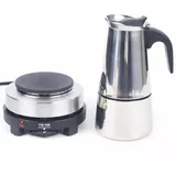 Treeisland Espressokocher Elektrisch 6 Tassen Espresso Kocher Elektrisch Edelstahl Espressomaschine für 6 Tassen, 300ml