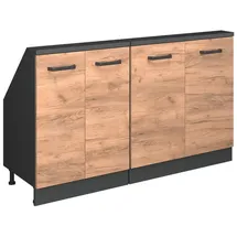 Vicco Dachschrägenschrank-Set, Rion, Goldkraft Eiche/Anthrazit, B140 x 46 x 81.60 cm,